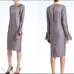 Banana Republic Heritage Silk Seamed Midi Sheath Dress, Luxe Gray, Size XS, NWT